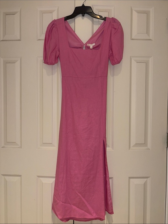 Gianni Bini Dresses & Skirts - Gianni Bini Pink Square-Neck Puff-Sleeve Midi Dress
